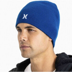 Hurley Mens Icon Staples Beanie One Size Blue Knit Hat NWT